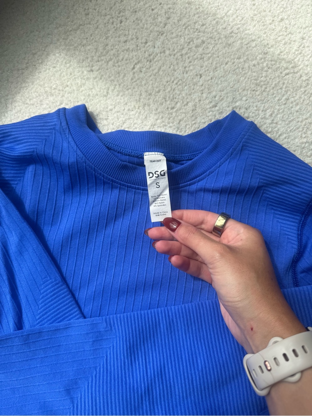 Blue Ribbed Long-Sleeve Top - Picture 3 of 5